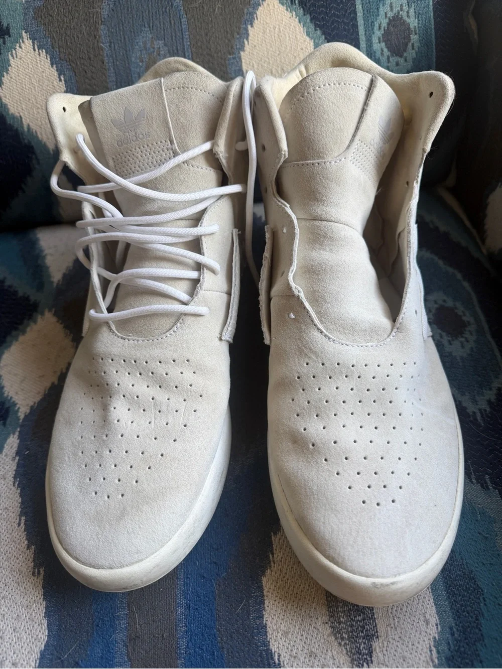 adidas Men’s Beige/Off-White High-Top Suede Sneakers